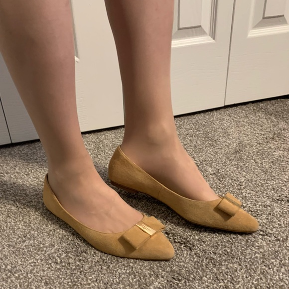 Used Kate Spade Norah Suede Pointy Flats Tan Size 10 - Picture 8 of 9